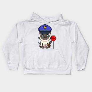 Cute siamese cat is a police Kids Hoodie